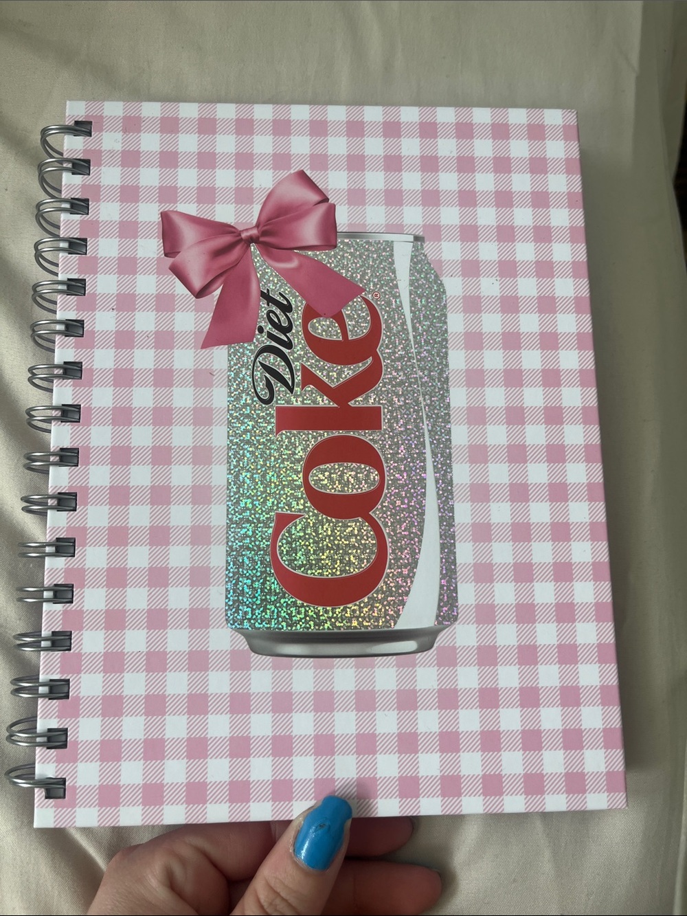 Diet Coke Sparkle Notebook - Pink Gingham